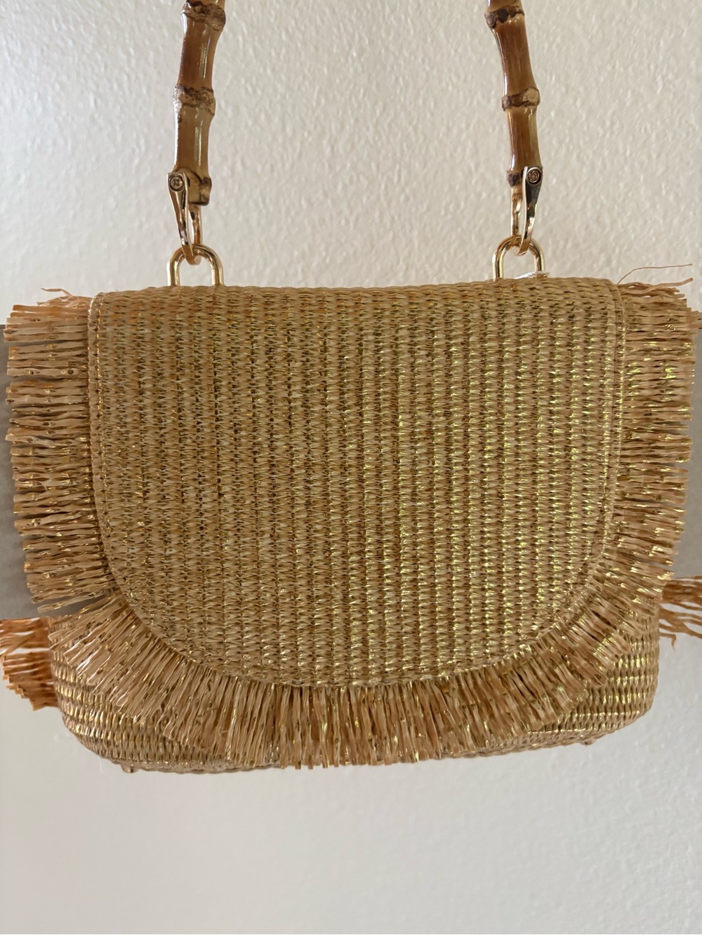 Tommy Bahama Straw Shoulder Bag with Bamboo Handle - Natural - Picture 9 of 9